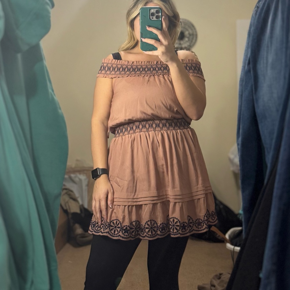 Blue and Brown Mini Dress by Double Zero